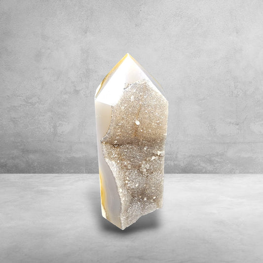 Druzy Agate Tower, Sparkling Crystals & Terracotta Waves (small)