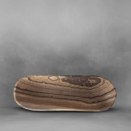 Sand Canoe, ligth brown with dark brown lines, stylish large onyx bowl
