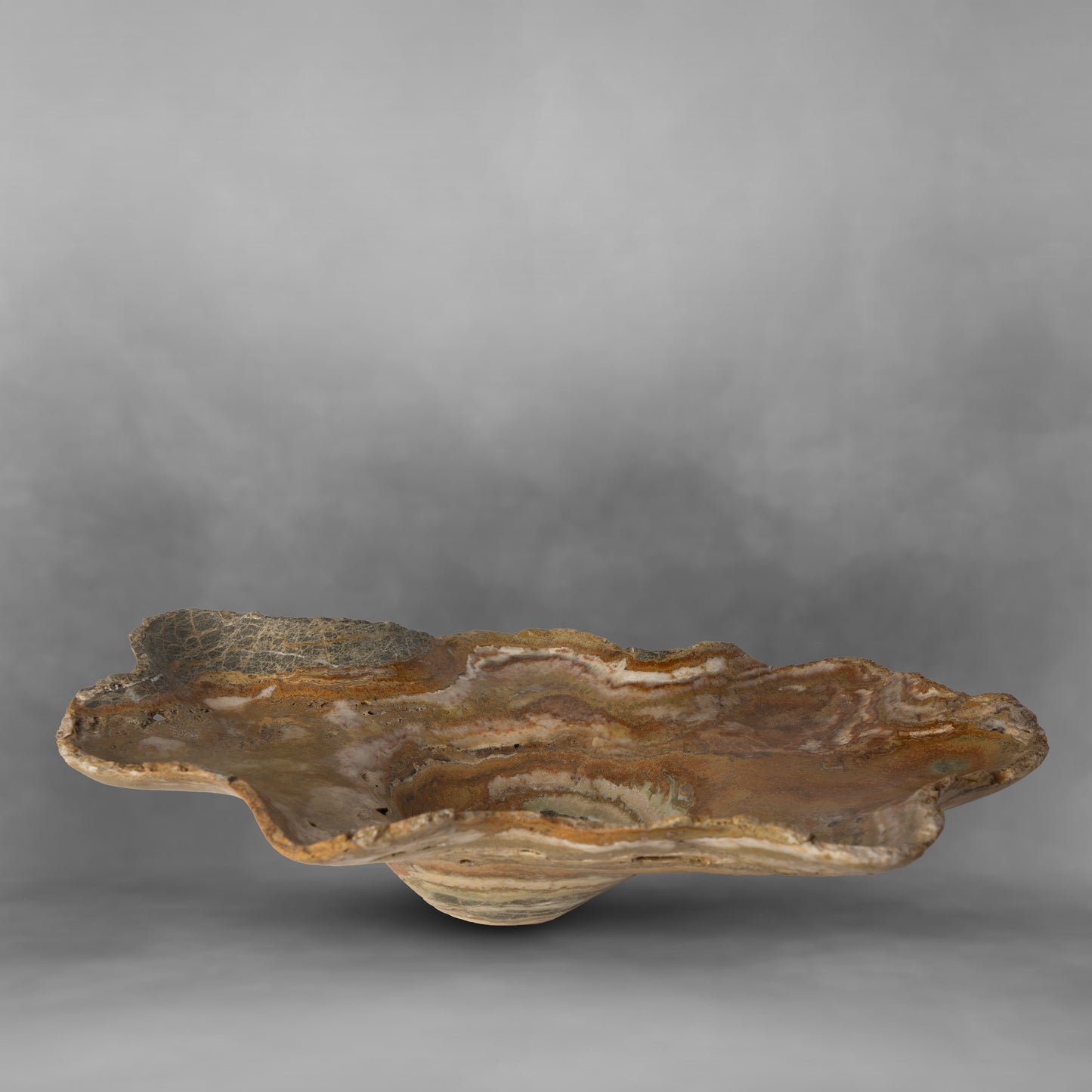 Ocher and Brown Swirl, irregular large onyx bowl