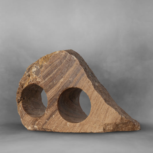 Aesthetic wine rack in onyx, solid rock with brown tones, 2 bottles