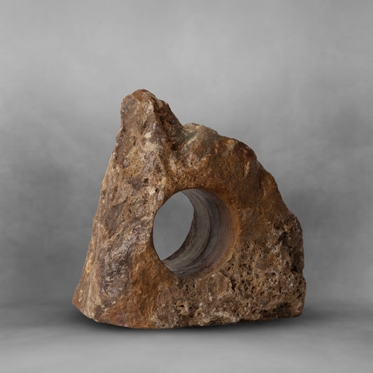 Natural wine rack in onyx, texture in brown and gray, 1 bottle