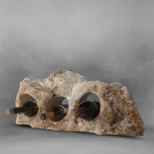 Raw Rock in white, select onyx wine rack, 3 bottles