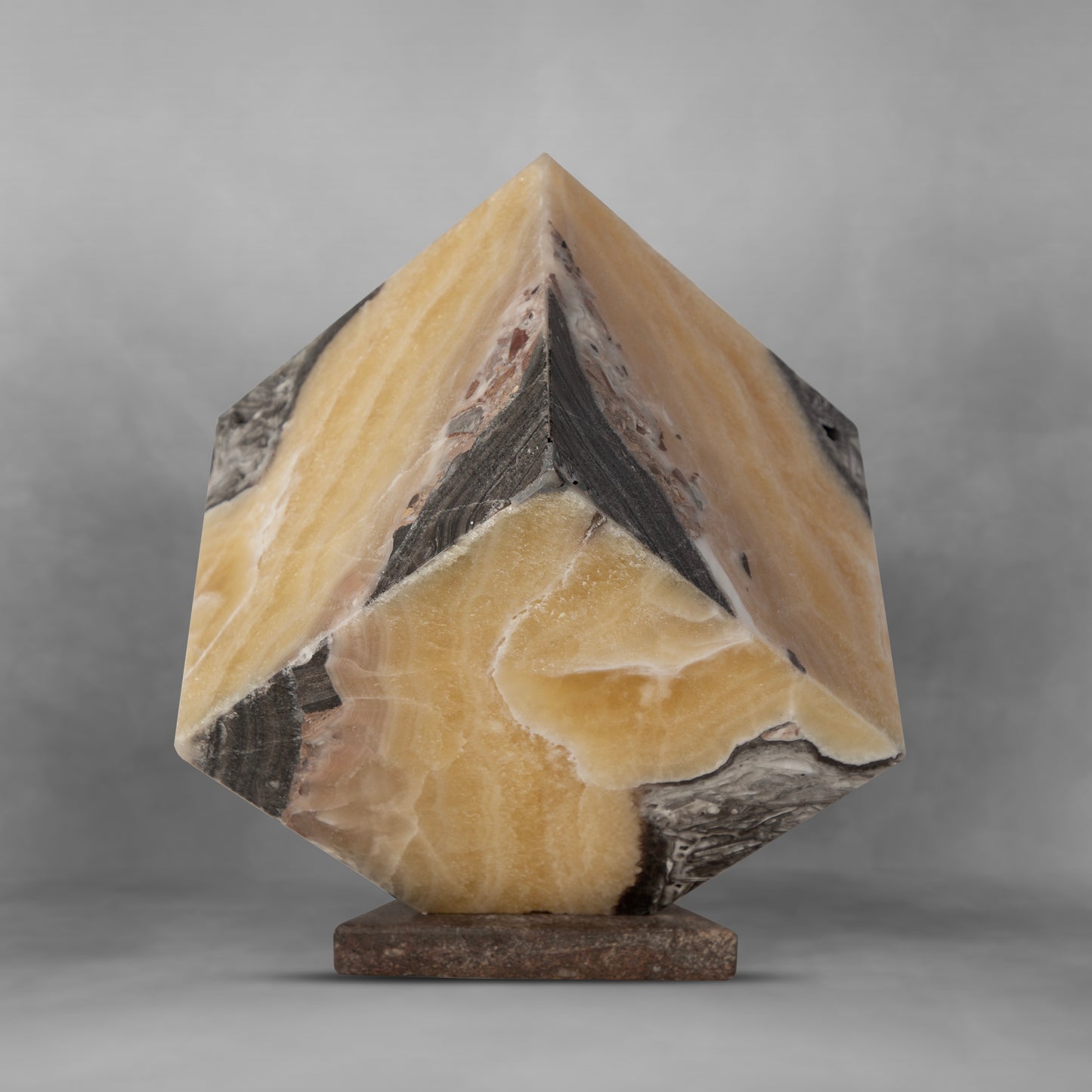 Yellow & Black, elegant onyx cube table lamp