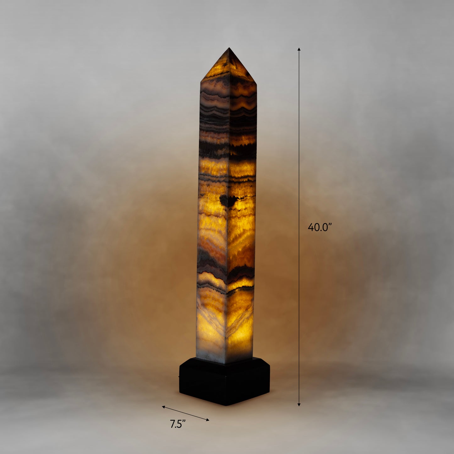 Terracotta Patterns, impressive onyx obelisk lamp (large)