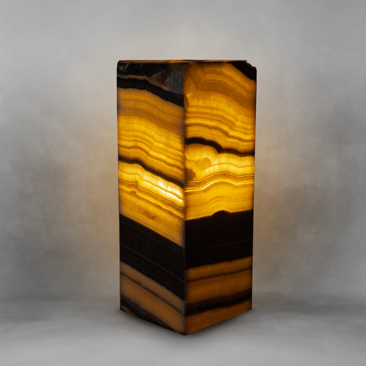 Layers, cream and black elegant onyx rectangle table lamp