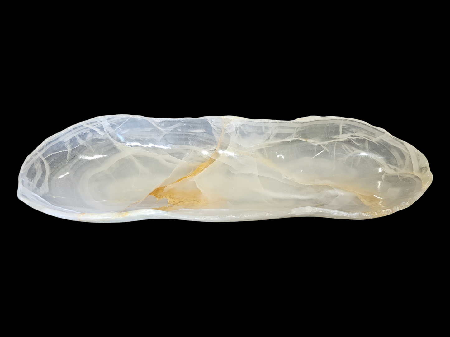 ICEY WHITE onyx decorative CANOE bowl