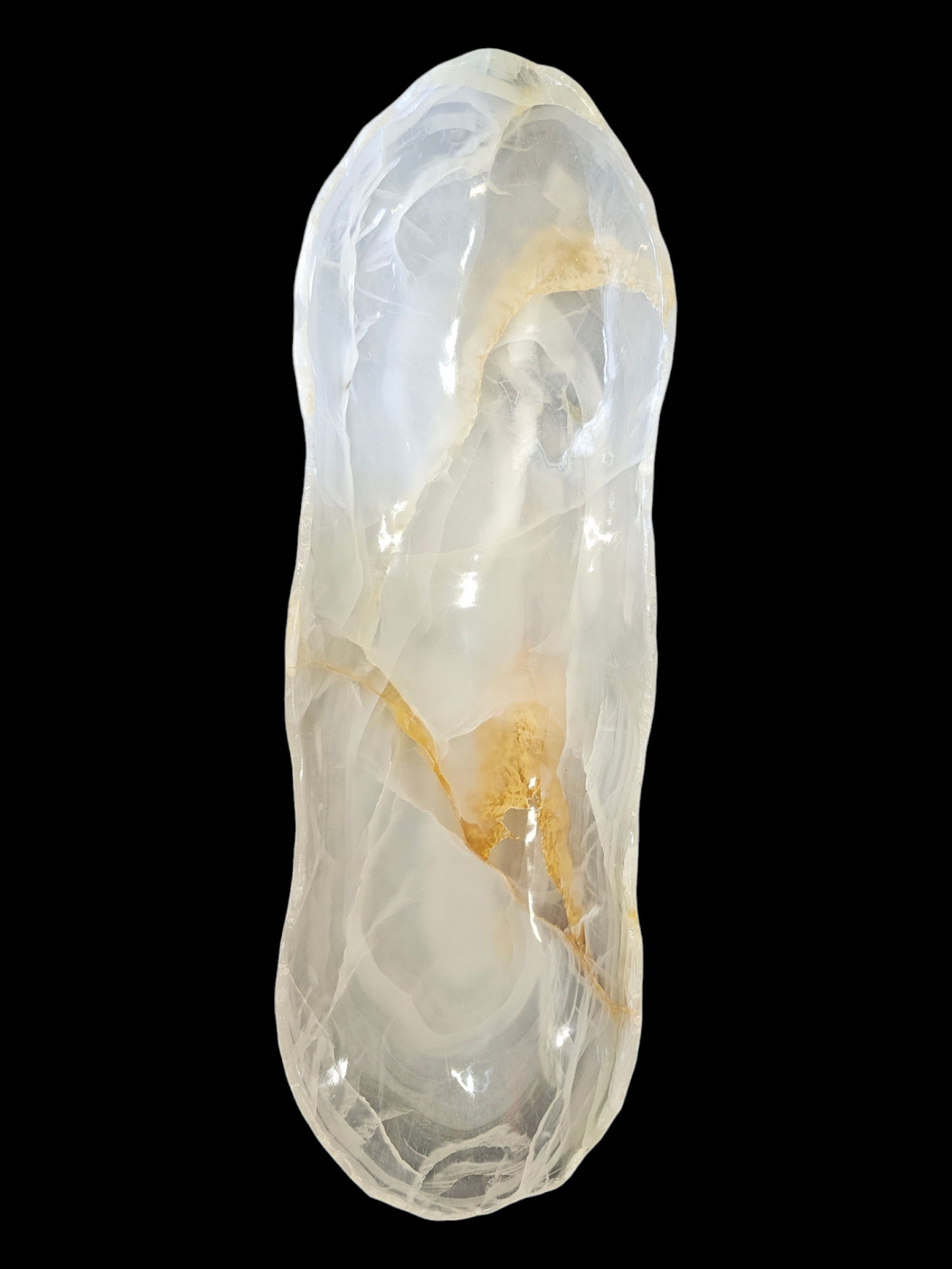 ICEY WHITE onyx decorative CANOE bowl