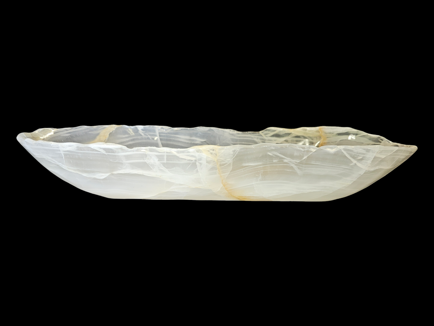 ICEY WHITE onyx decorative CANOE bowl
