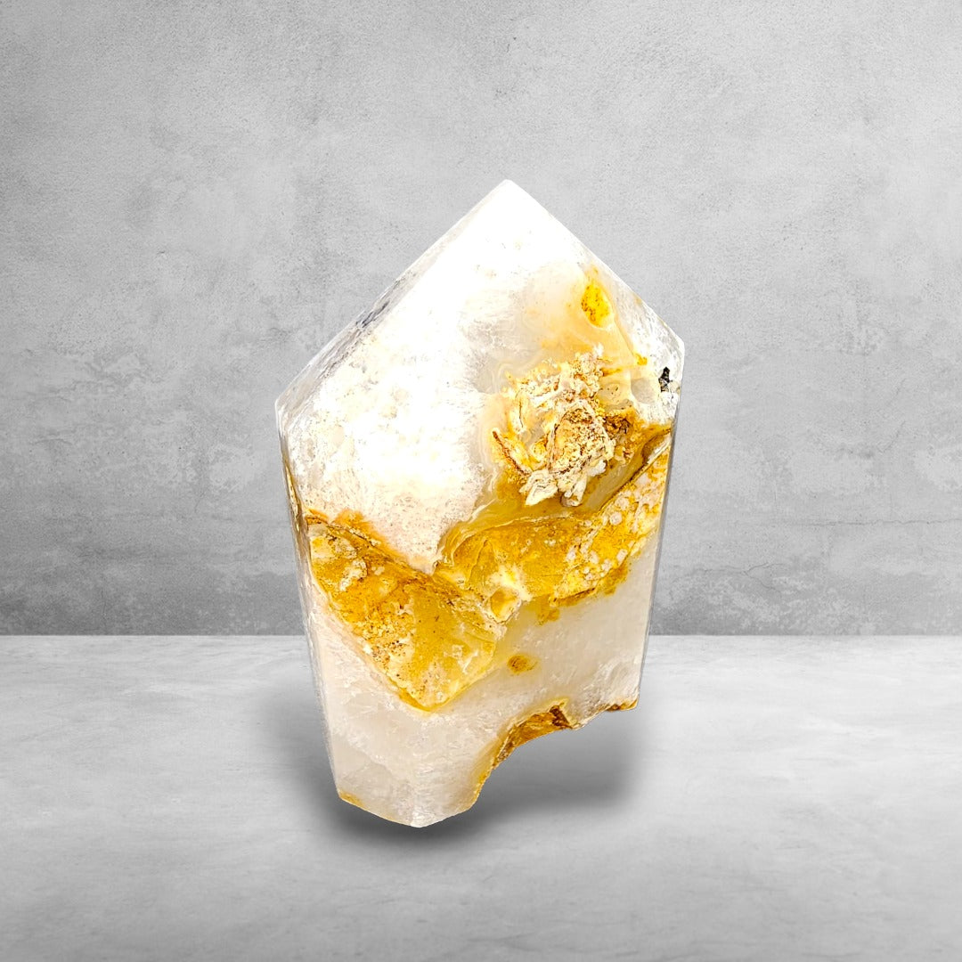 Druzy Agate Tower, Crystal Ice & Yellow (small)
