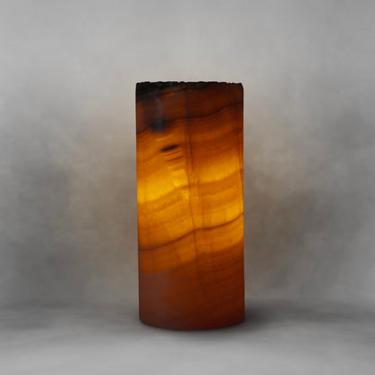 Orange & Gray Stripe, fancy onyx table lamp with irregular top