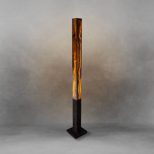Cinnamon & Sugar, exquisite onyx floor lamp in two colors.