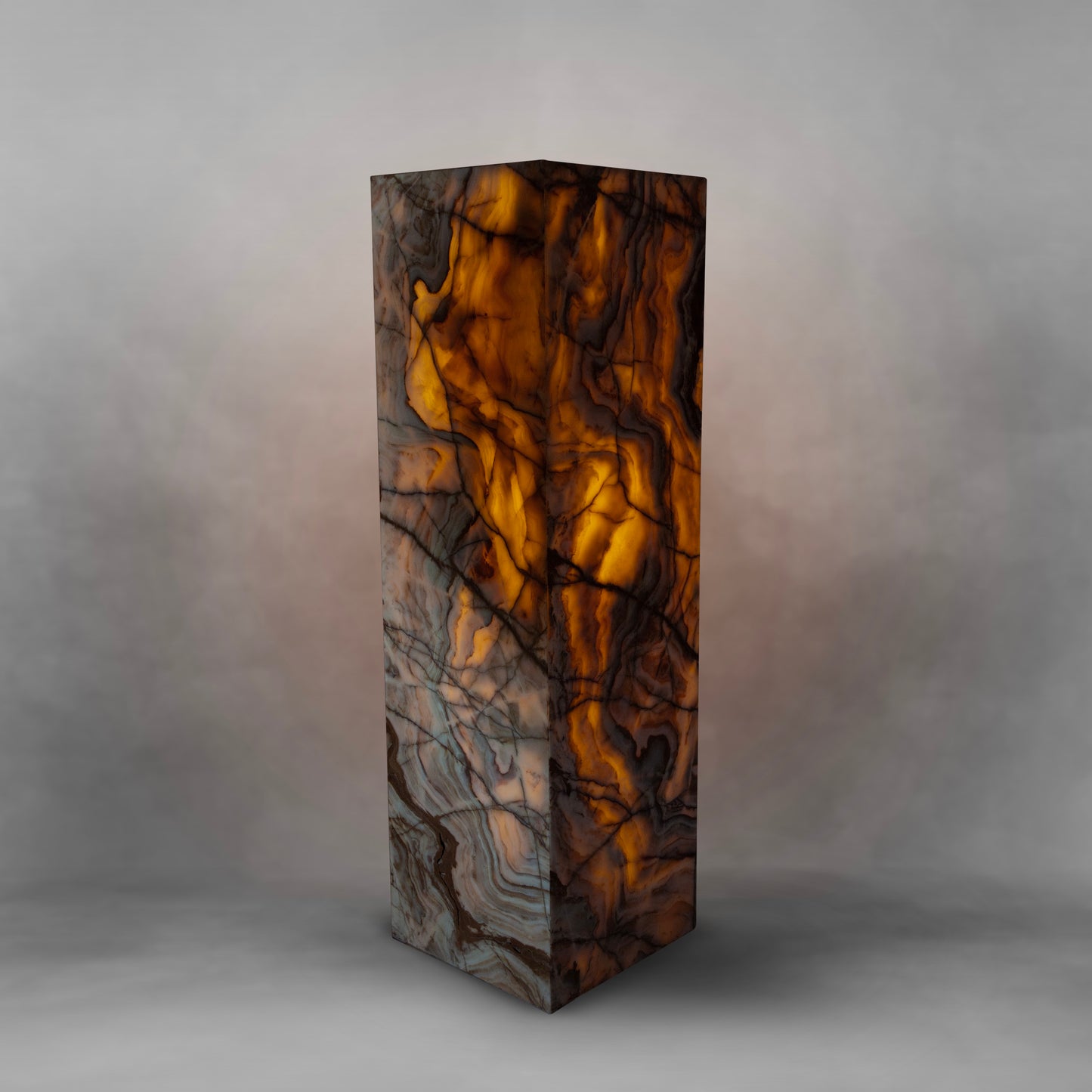 Caramel to Lava, breathtaking patterns brown and cream in onyx floor lamp