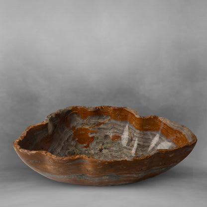 Deep and vibrant brown and gray, elegant onyx bowl