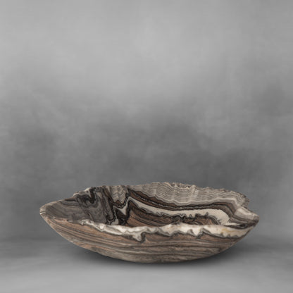 Psychedelic Lines in gray and brown, onyx candy bowl (small)