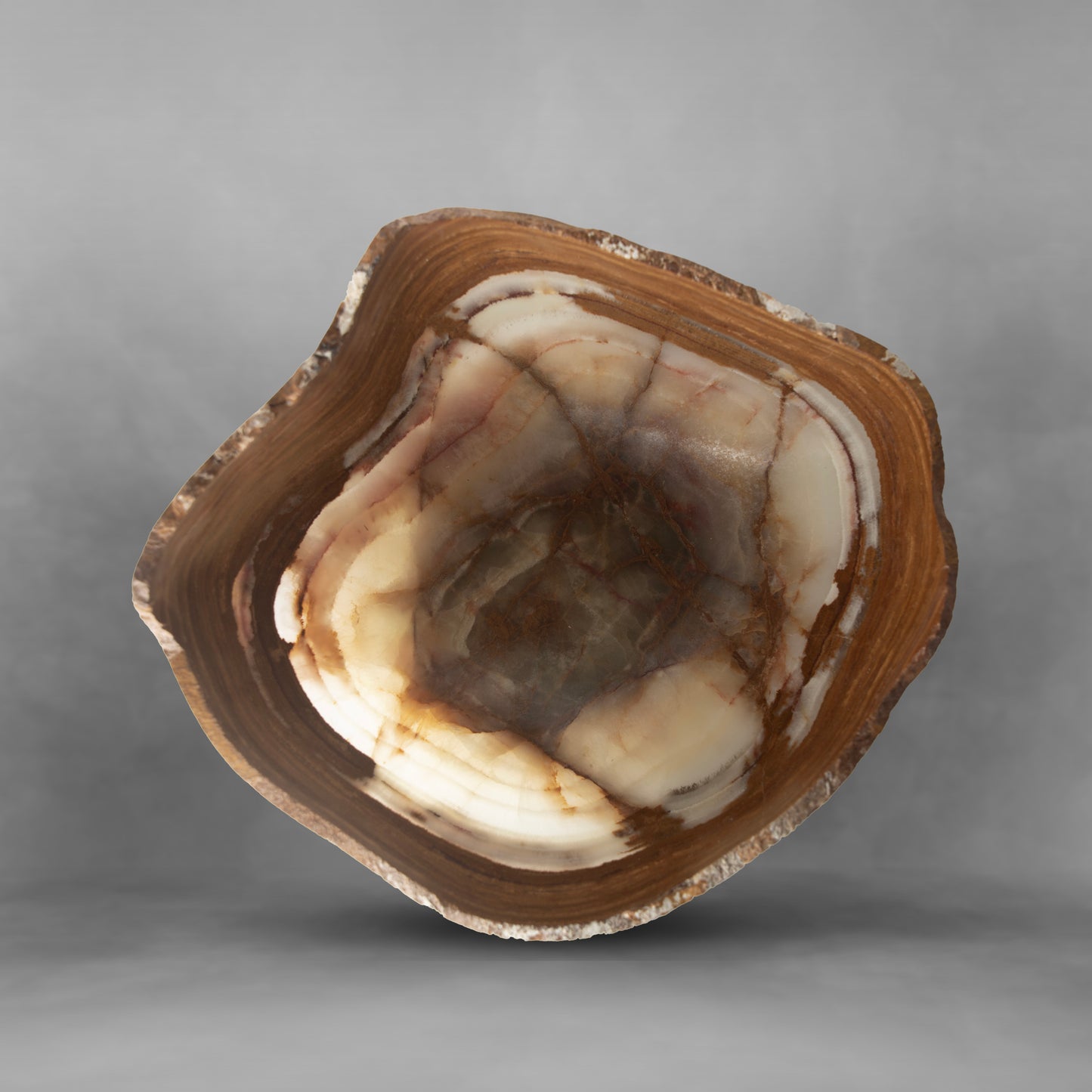 Luxury super bowl, brown and white onyx