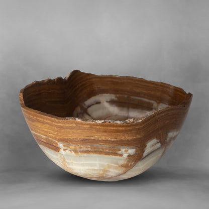 Luxury super bowl, brown and white onyx