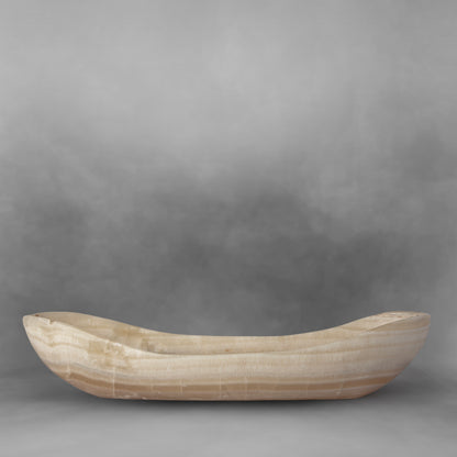 Light & Dark Cream, with patterns in cream and gray, large onyx canoe