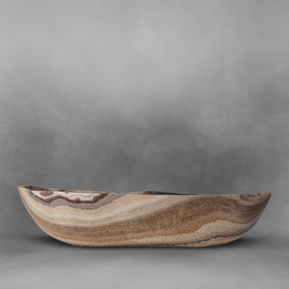 Sand Canoe, ligth brown with dark brown lines, stylish large onyx bowl