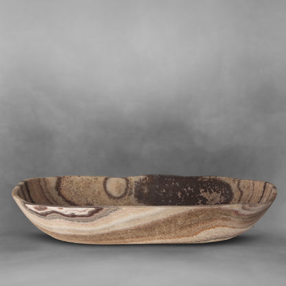 Sand Canoe, ligth brown with dark brown lines, stylish large onyx bowl