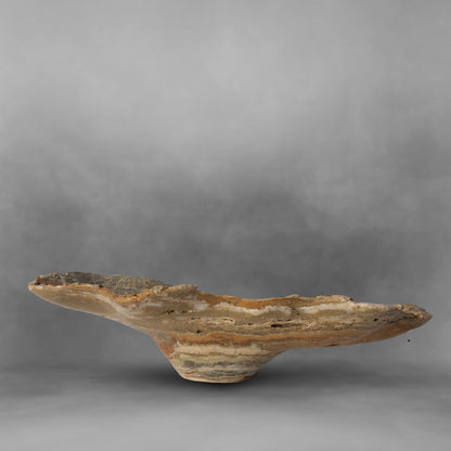 Ocher and Brown Swirl, irregular large onyx bowl