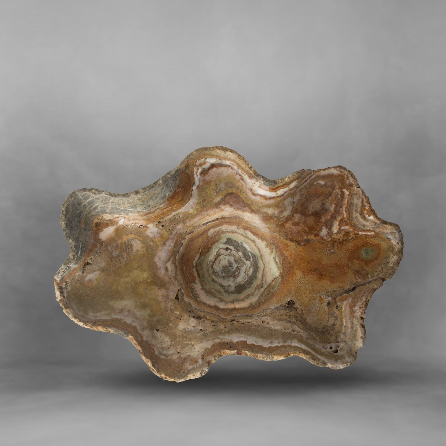 Ocher and Brown Swirl, irregular large onyx bowl