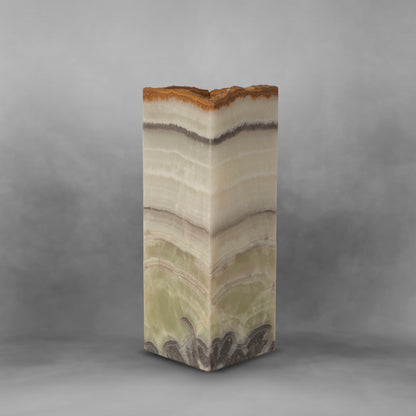 Layers of the Earth Series 75, multicolored onyx rectangle table lamp, irregular top