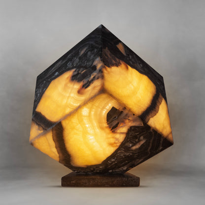 Black & Yellow, stylish onyx cube table lamp