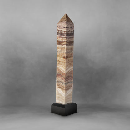 Terracotta Patterns, impressive onyx obelisk lamp (large)