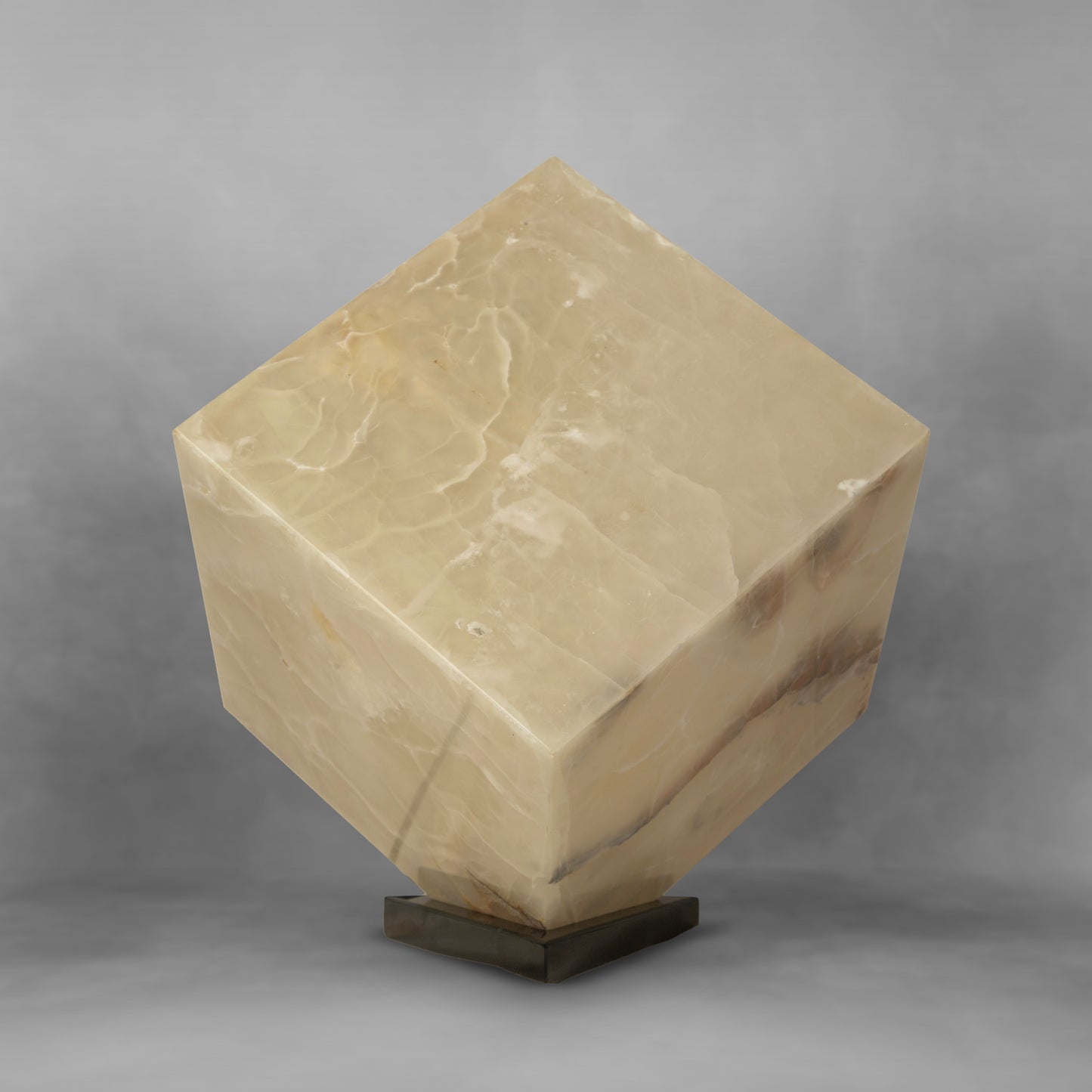 Cream, amazing translucent onyx cube table lamp