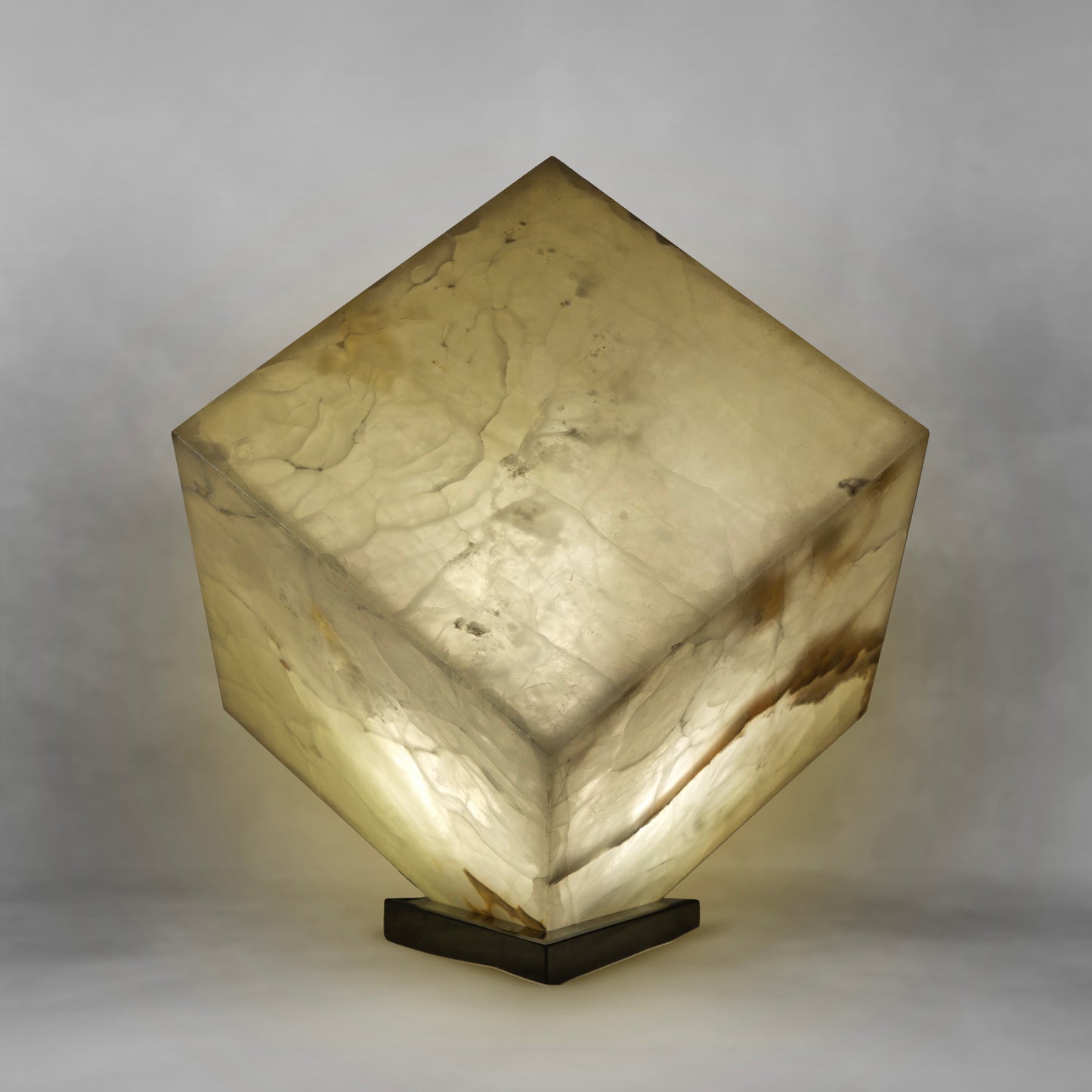 Cream, amazing translucent onyx cube table lamp