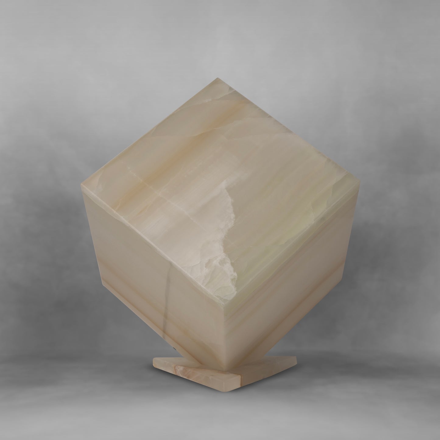 Cream of Light, attractive translucent onyx cube table lamp