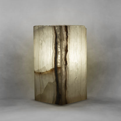 White Cross Lines, distinguished onyx rectangle table lamp, irregular top