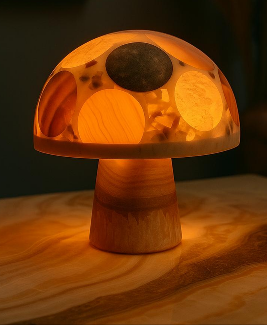 Mushroom series 104, lovely and colored onyx night light