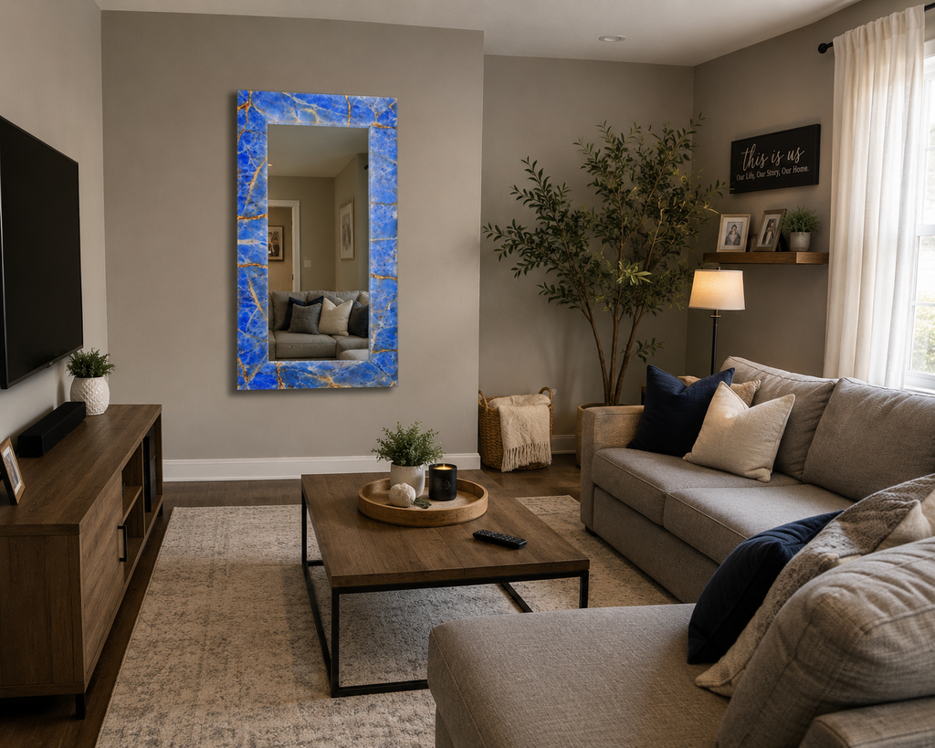 Stunning Blue Onyx Floor Mirror