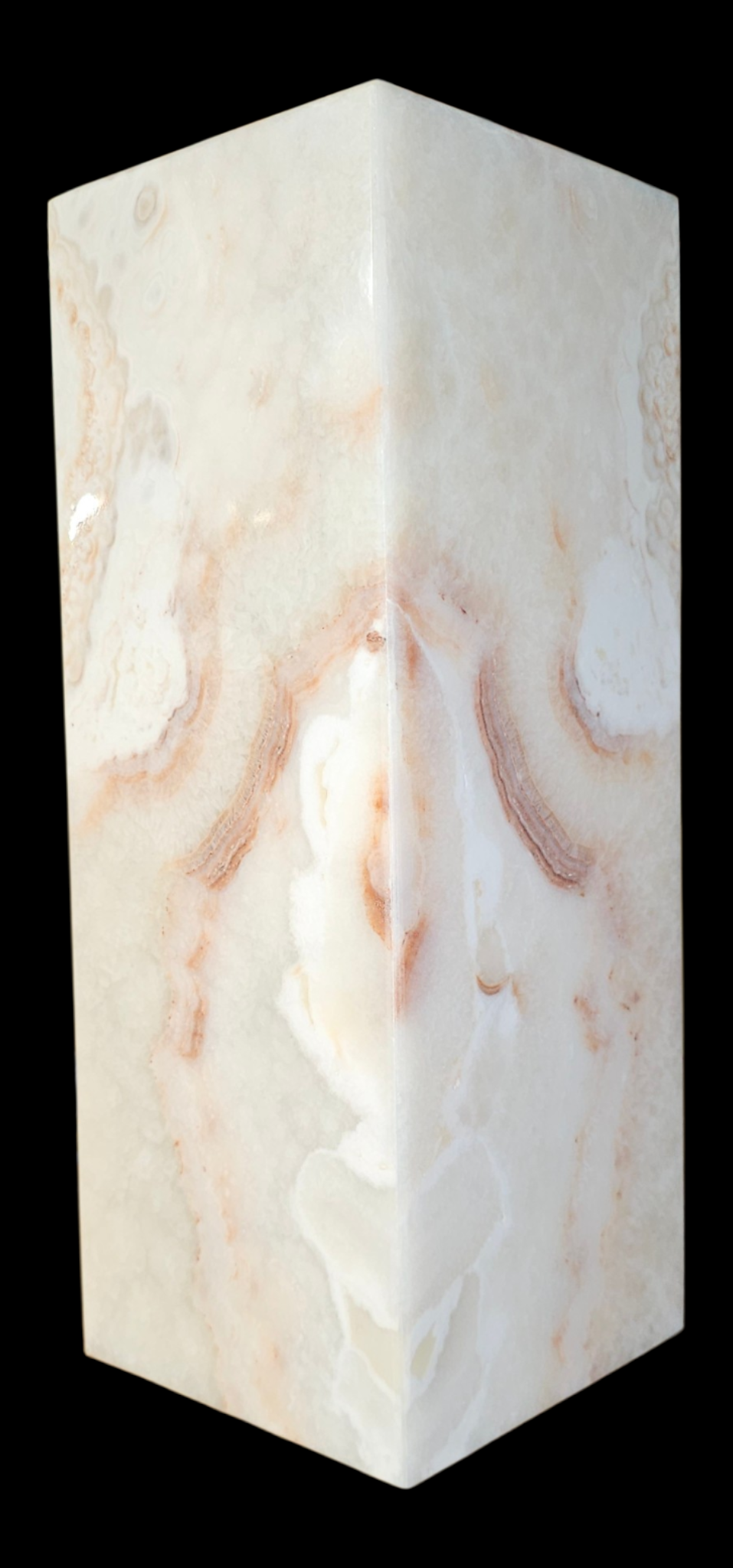 Cream, amazing translucent onyx cube table lamp