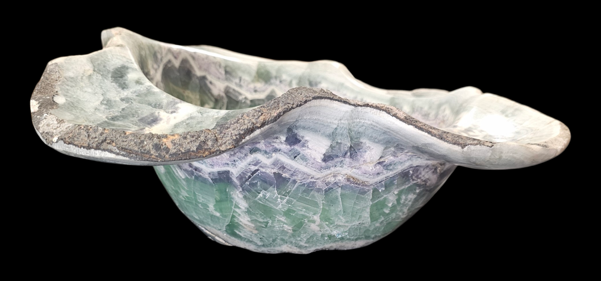 Serenity Bloom..Rainbow Fluorite Sculpture Bowl
