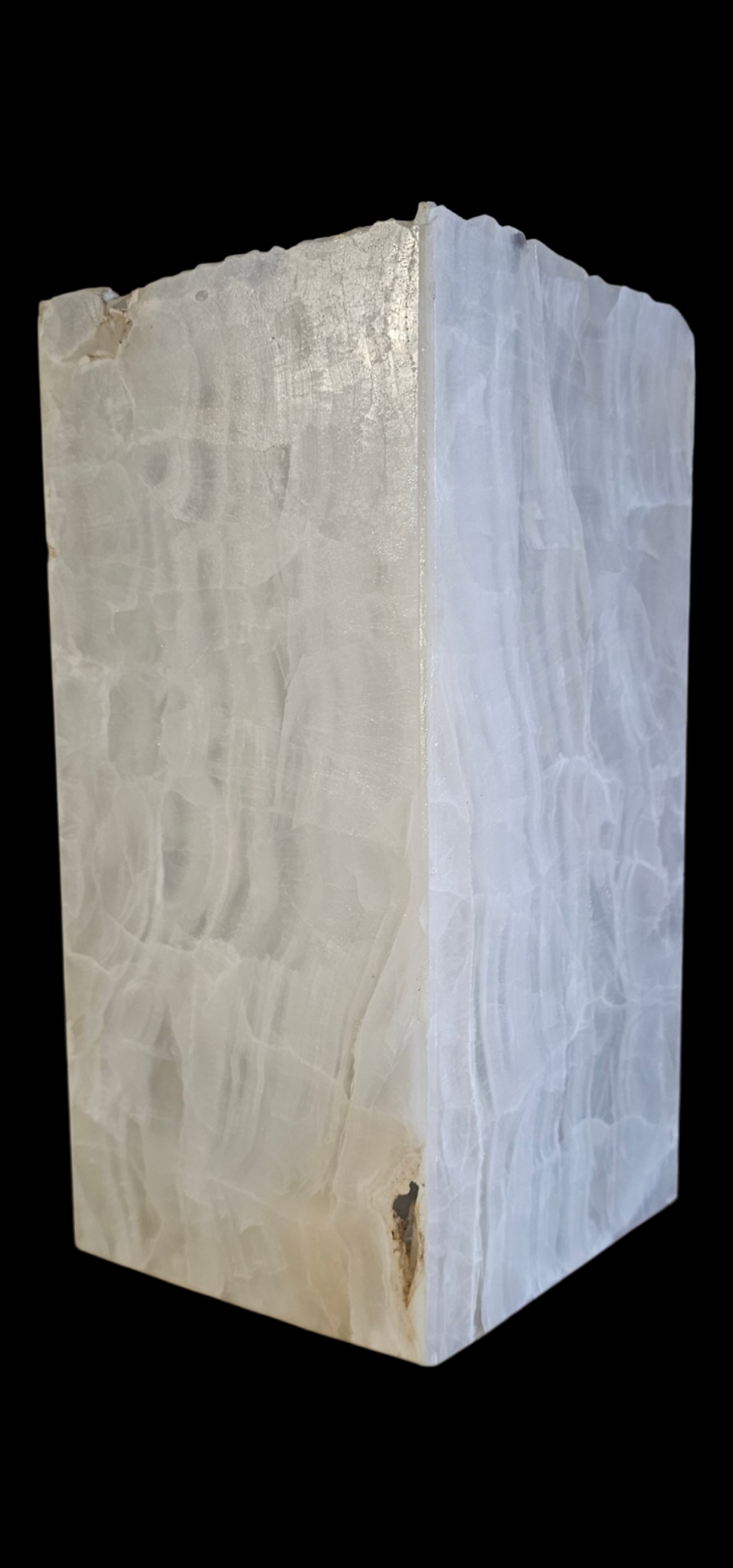 White Fracture Series, sophisticated onyx table lamp with Natural Edge top