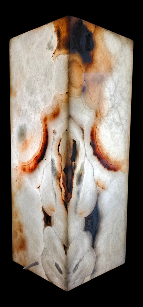 Cream, amazing translucent onyx cube table lamp