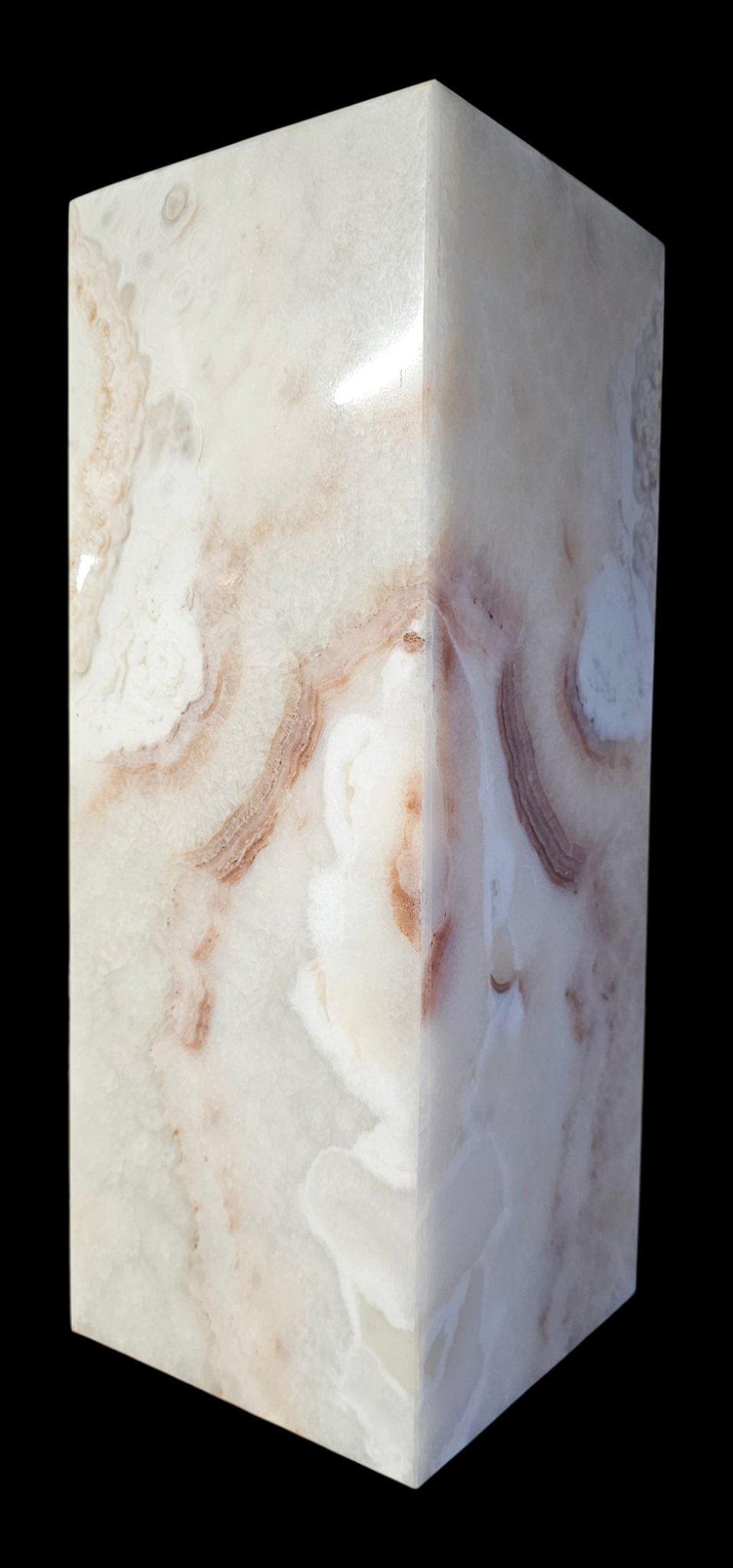Cream, amazing translucent onyx cube table lamp